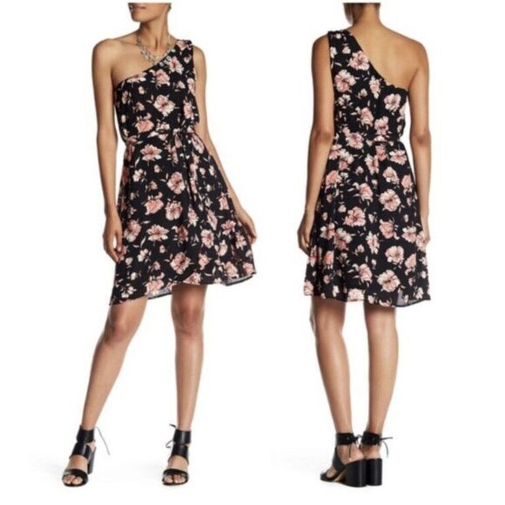 NWT $78 DR2 Daniel Rainn One Shoulder Floral Mini Dress Sz M - Picture 1 of 5